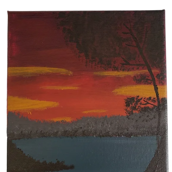 Pendleton Red Rob Roy Luxe Throw & Handmade Acrylic Sunset Canvas Painting NEW - Picture 4 of 11
